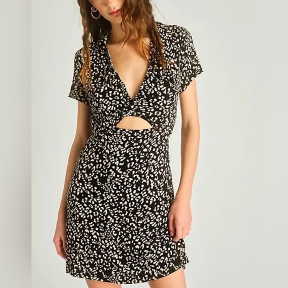 Free People Marsaille Cutout Mini Dress Black Combo Size M NWT
